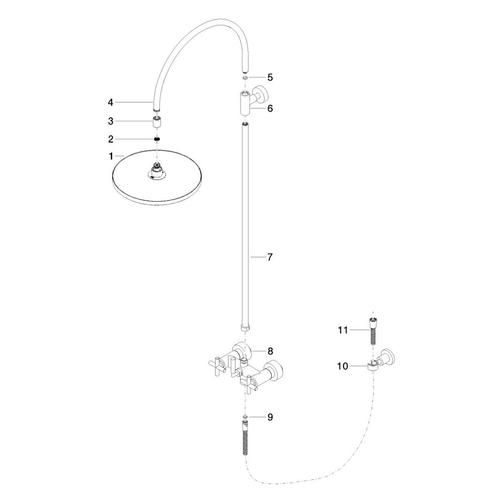 Dornbracht Shower Pipe Tara mit Brausebatterie ohne Handbrause, 420mm, Kopfbrau... DORNBRACHT-26622892-19 4099477114354 (Abb. 6)