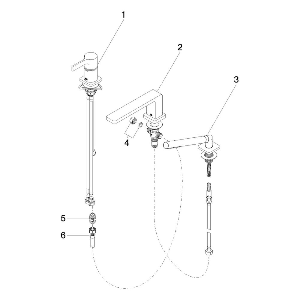 Dornbracht Wannen-Dreiloch-Einhandbatterie Lulu Ausladung 215mm Metallschlauch ... DORNBRACHT-27412710-06 4029011766879 (Abb. 5)