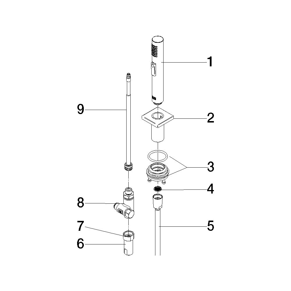 Dornbracht Spülbrausegarnitur mit eckiger, automatischer Umschalter Armaturenhö... DORNBRACHT-27723970-06 4099477194554 (Abb. 5)