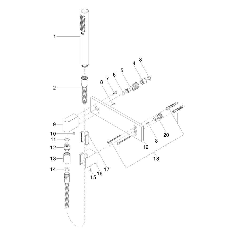 Dornbracht Schlauchbrausegarnitur mit Abdeckplatte Symetrics 240x60mm, Wandansc... DORNBRACHT-27818980-00 4029011492464 (Abb. 5)