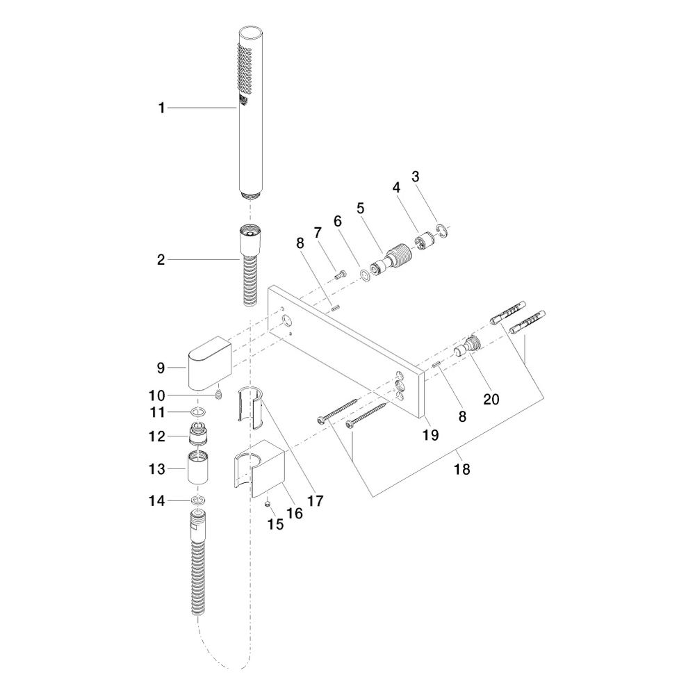 Dornbracht Schlauchbrausegarnitur Symetrics mit Abdeckplatte FlowReduce 125... DORNBRACHT-27818980-280010 4029011898297 (Abb. 5)