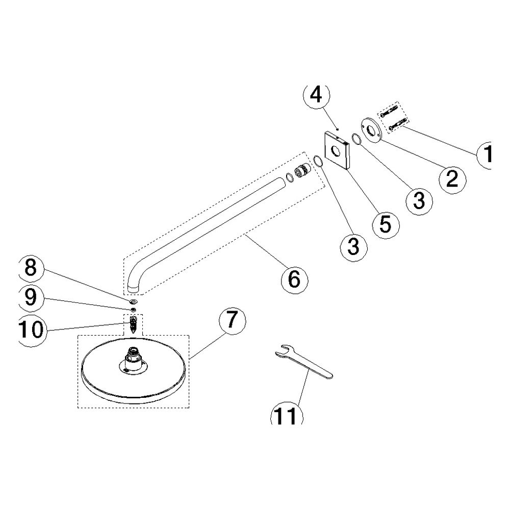 Dornbracht Regenbrause IMO mit Wandanbindung Kunststoff D 220mm Ausladung 450mm... DORNBRACHT-28645670-42 4099477289076 (Abb. 5)