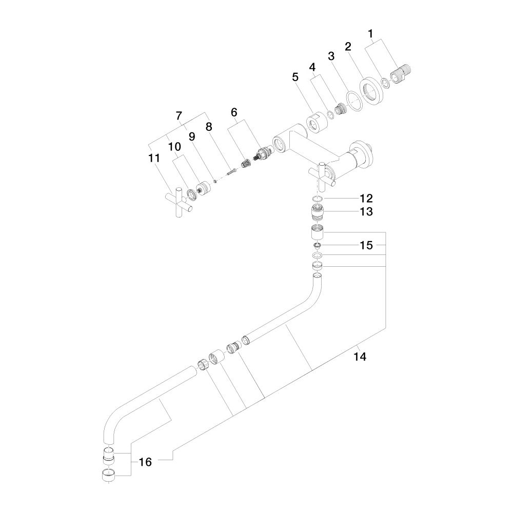 Dornbracht Wand-Brückenbatterie Tara mit herausziehbarem Auslauf, Ausladung 365... DORNBRACHT-31151892-06 4029011546334 (Abb. 5)