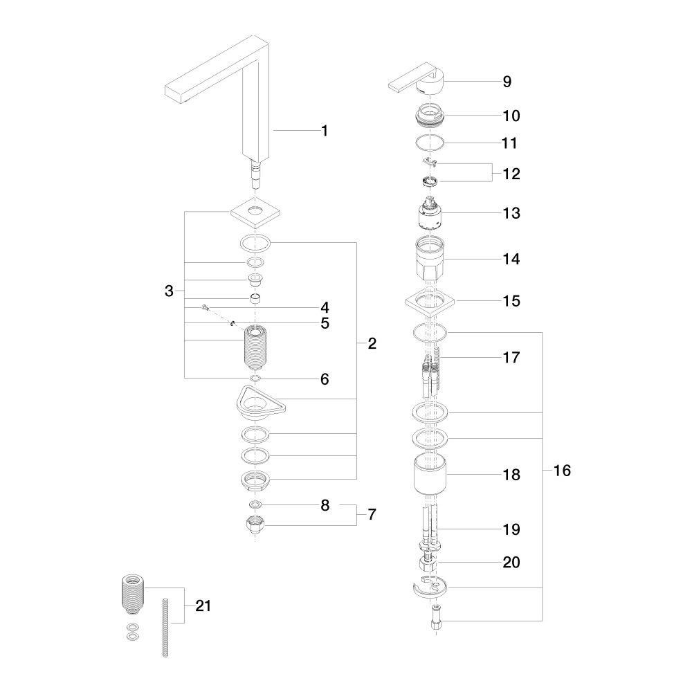 Dornbracht Zweilochbatterie Lot Bar Tap schwenkbarer Auslauf 165mm, 8l/min, Mes... DORNBRACHT-32805680-28 4029011899232 (Abb. 5)