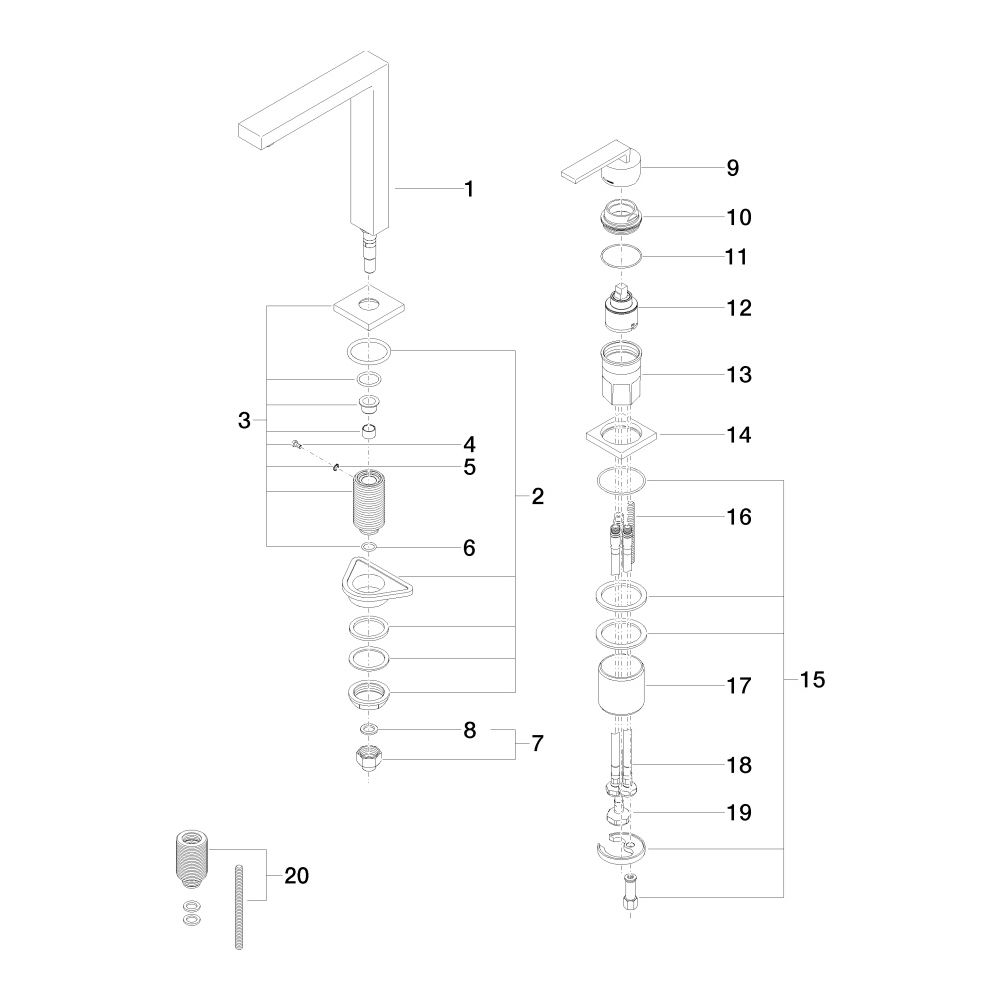 Dornbracht Zweilochbatterie Lot Bar Tap schwenkbarer Auslauf 165mm, 8l/min, Bro... DORNBRACHT-32805680-42 4099477261256 (Abb. 8)