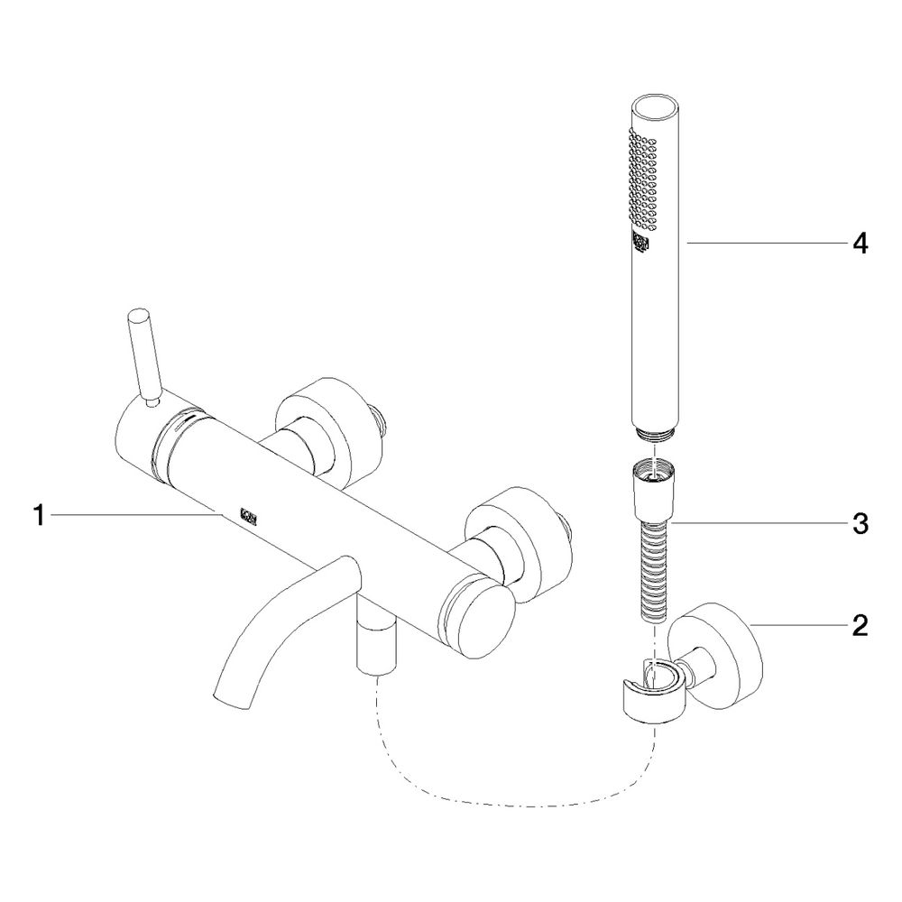 Dornbracht Wannen-Einhandbatterie Meta für Wandmontage mit Schlauchbrausegarnit... DORNBRACHT-33233660-06 4029011764516 (Abb. 5)