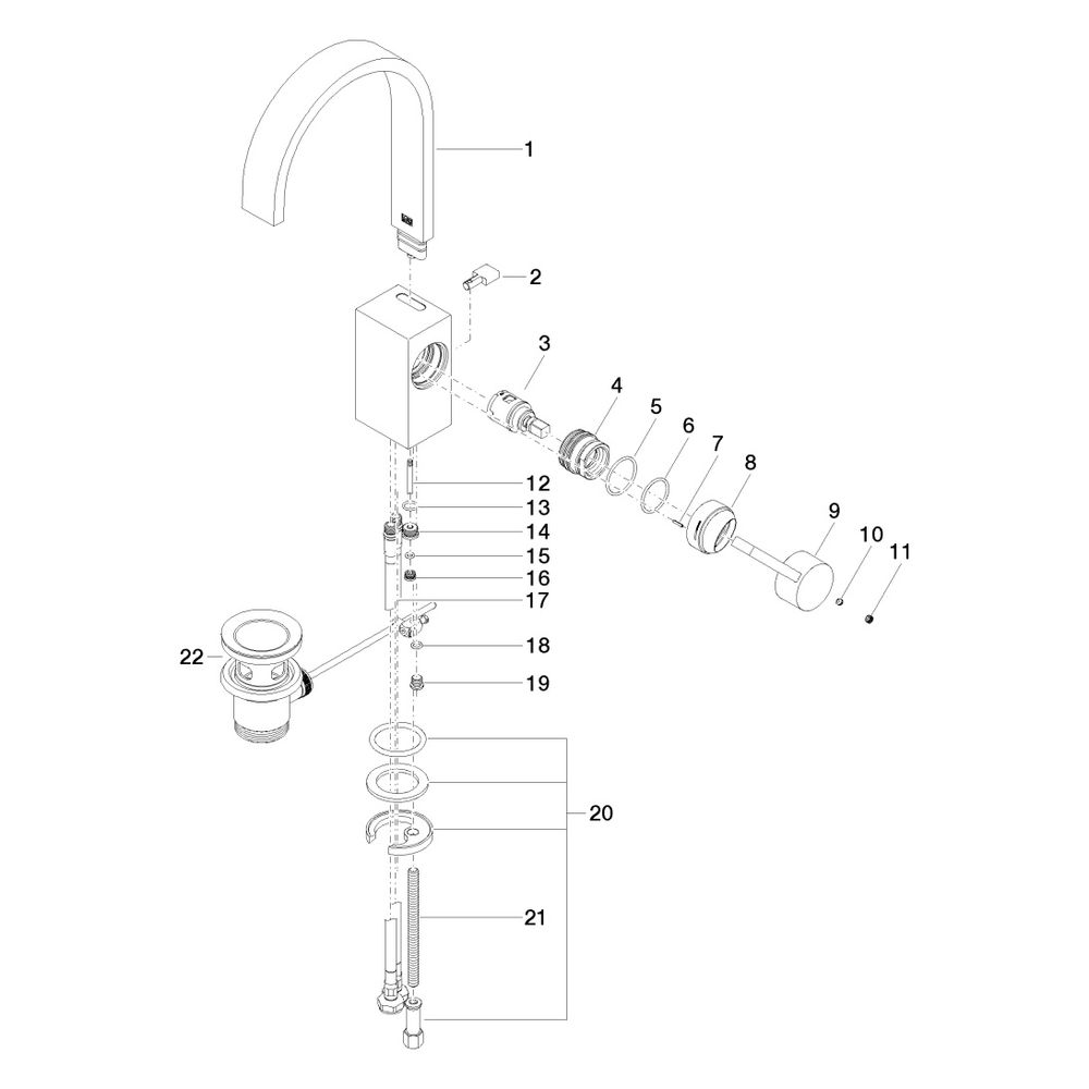 Dornbracht MEM Waschtisch-Einhandmischer mit Ablaufgarnitur 33500782 platin mat... DORNBRACHT-33500782-06 4029011673375 (Abb. 5)