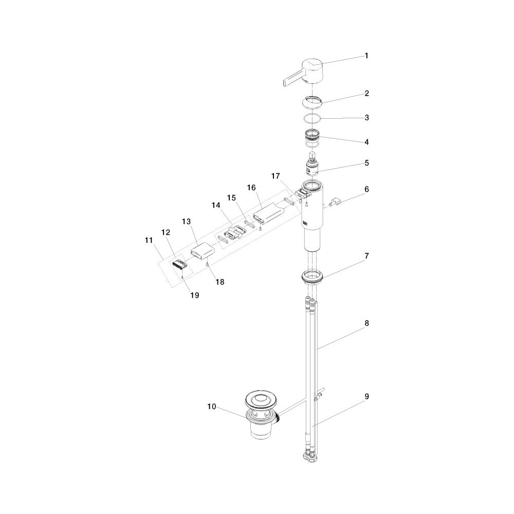 Dornbracht Bidet-Einhandbatterie IMO starrer Auslauf 125mm, 4,6l/min, Dark Chro... DORNBRACHT-33600671-19 4099477160054 (Abb. 5)