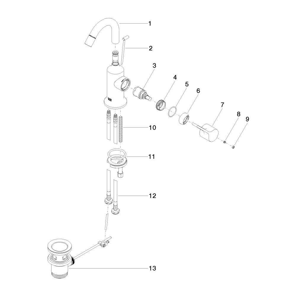 Dornbracht Bidet-Einhandbatterie Vaia, mit Ablaufgarnitur, Ausladung 104mm, max... DORNBRACHT-33600809-06 4029011740497 (Abb. 5)