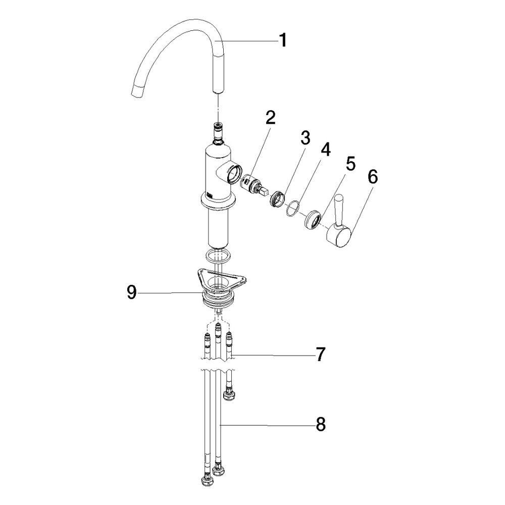 Dornbracht Einhebelmischer Vaia, für Spül-/Profibrause, Ausladung 202mm, max. 7... DORNBRACHT-33810809-19 4099477144191 (Abb. 6)