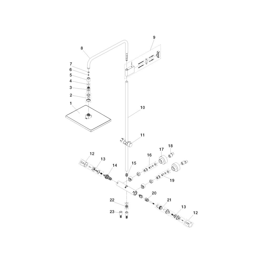 Dornbracht Showerpipe Symetrics mit Brause-Thermostat ohne Handbrause Regenbrau... DORNBRACHT-34464980-42 4099477513379 (Abb. 5)