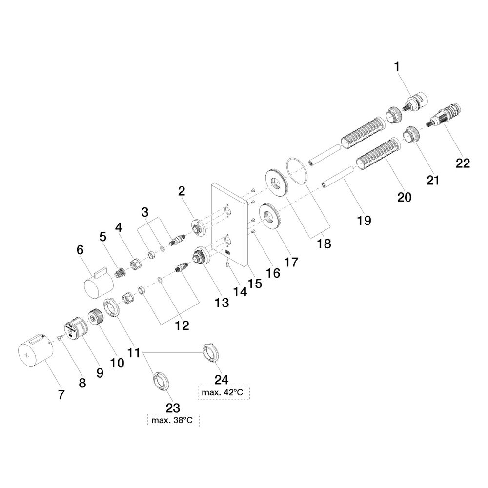 Dornbracht Unterputz-Thermostat IMO mit Einweg-Mengenregulierung Abdeckplatte 1... DORNBRACHT-36425670-99 4029011801457 (Abb. 5)