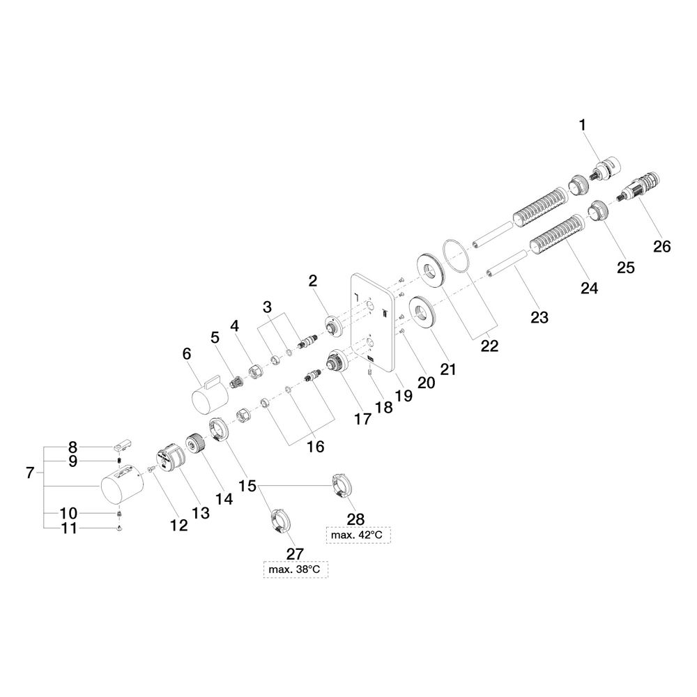 Dornbracht UP-Thermostat Lissé mit Zweiwege-Mengenregulierung, Platin gebürstet... DORNBRACHT-36426845-06 4029011710957 (Abb. 5)