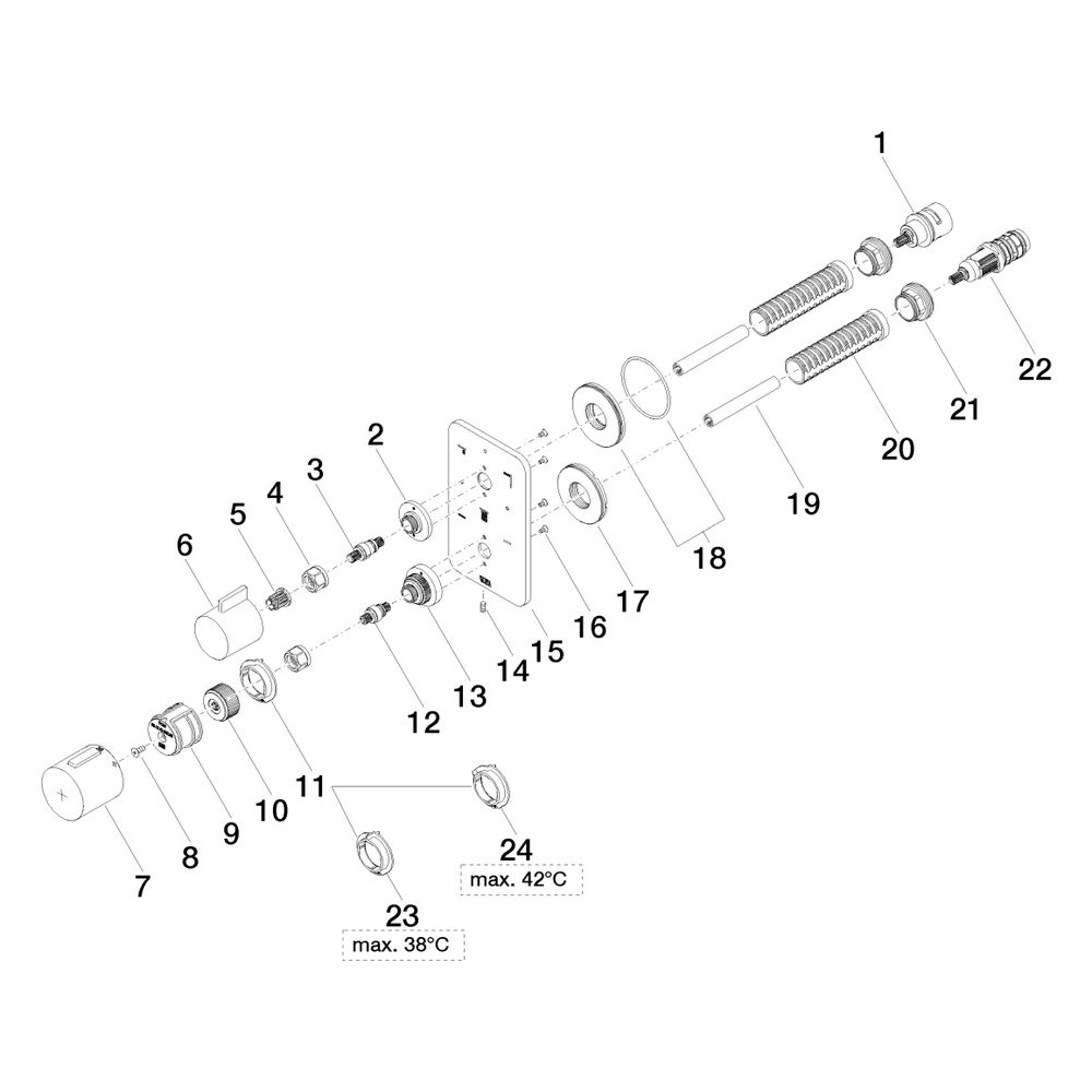Dornbracht UP-Thermostat Lissé mit Dreiwege-Mengenregulierung, Platin gebürstet... DORNBRACHT-36427845-06 4029011747069 (Abb. 5)