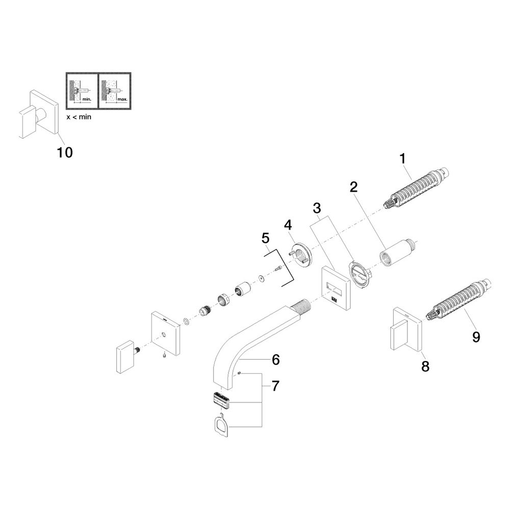 Dornbracht Waschtisch-Wandbatterie Mem, o. Ablaufg., starrer Auslauf, 170mm, ma... DORNBRACHT-36707782-00 4029011675249 (Abb. 5)