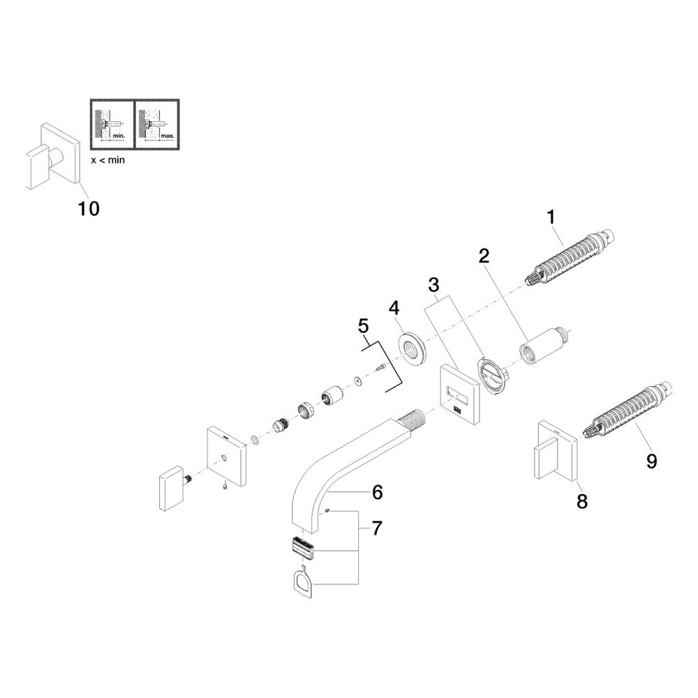 Dornbracht Waschtisch-Wandbatterie Mem, o. Ablaufg., starrer Auslauf, 170mm, ma... DORNBRACHT-36707782-43 4099477491134 (Abb. 5)