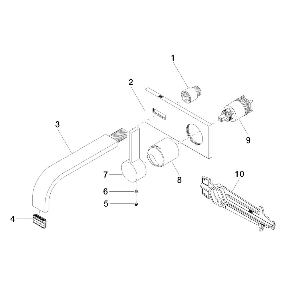 Dornbracht Waschtisch-Wand-Einhandbatterie Mem, mit Abdeck., o. Abl., starrer A... DORNBRACHT-36864782-06 4029011851155 (Abb. 5)