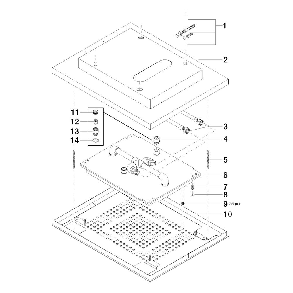Dornbracht Regenpaneel Big Rain für Deckeneinbau 39l/min, Edelstahl poliert... DORNBRACHT-41400979-85 4029011443695 (Abb. 5)