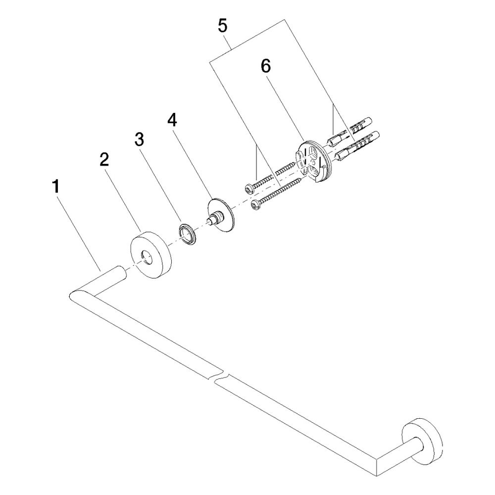 Dornbracht Badetuchhalter für Meta Stichmaß 600mm Breite 640mm, Platin gebürste... DORNBRACHT-83060979-06 4029011422201 (Abb. 5)