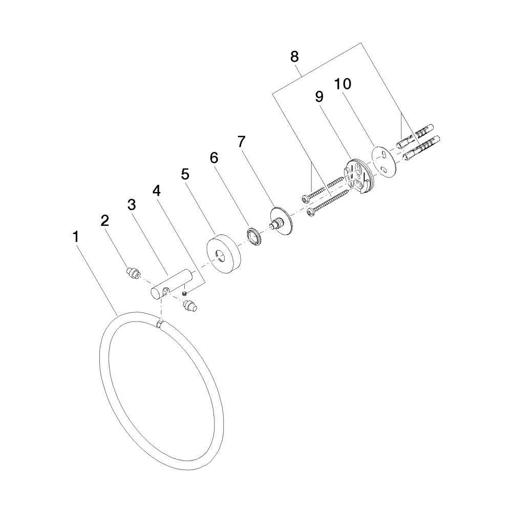 Dornbracht Handtuchring rund 185mm Ausladung 55mm Rosette 40mm, Platin gebürste... DORNBRACHT-83200979-06 4029011422232 (Abb. 5)