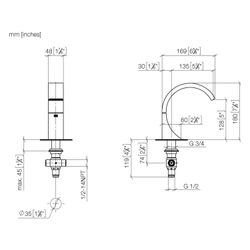 Dornbracht Waschtisch-Standauslauf CYO ohne Ablaufgarnitur Ausladung 133mm, Bro... DORNBRACHT-13715811-42 4099477287690 (Abb. 1)