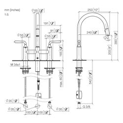 Dornbracht Dreiloch-Brückenbatterie Vaia Pull-down mit Brausefunktion Ausladung... DORNBRACHT-19870809-39 4099477399508 (Abb. 1)