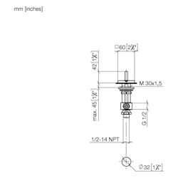 Dornbracht Seitenventil Mem, eckig, rechtsschließend, kalt, Rosette 60x60mm, Da... DORNBRACHT-20000782-43 4099477488356 (Abb. 1)