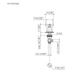 Dornbracht Seitenventil Tara, rechtsschließend, Bohrung 32mm, Dark Brass gebürs... DORNBRACHT-20000892-39 4099477346311 (Abb. 1)