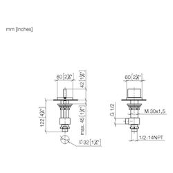 Dornbracht Seitenventil Mem, eckig, linksschließend, warm, Hammerschlag Struktu... DORNBRACHT-20004783-39 4099477399577 (Abb. 1)