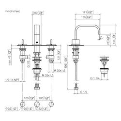 Dornbracht Waschtisch-Dreilochbatterie Mem, mit Ablaufgarnitur, Ausladung 165mm... DORNBRACHT-20705782-08 4029011954030 (Abb. 1)