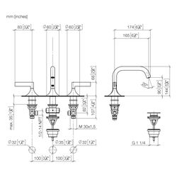 Dornbracht Waschtisch-Dreilochbatterie Vaia mit Ablaufgarnitur, 165mm, schwenkb... DORNBRACHT-20705819-43 4099477463117 (Abb. 1)