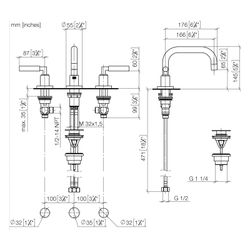 Dornbracht Waschtisch-Dreilochbatterie Tara mit Ablaufgarnitur, schwenkbar, 166... DORNBRACHT-20705882-39 4099477346366 (Abb. 1)