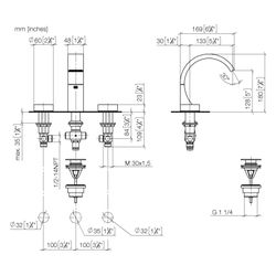 Dornbracht Waschtisch-Dreilochbatterie CYO mit Ablaufgarnitur ohne Designelemen... DORNBRACHT-20710811-19 4099477128191 (Abb. 1)