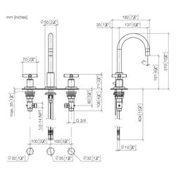 Dornbracht Waschtisch-Dreilochbatterie Tara mit Ablaufgarnitur, schwenkbar, 135... DORNBRACHT-20710892-43 4099477463193 (Abb. 1)