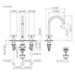 Dornbracht Waschtisch-Dreilochbatterie Vaia mit Ablaufgarnitur, 168mm, schwenkb... DORNBRACHT-20713809-47 4099477090962 (Abb. 1)