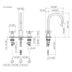 Dornbracht Waschtisch-Dreilochbatterie Tara mit Ablaufgarnitur, schwenkbar, 165... DORNBRACHT-20713892-39 4099477346526 (Abb. 1)