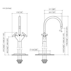 Dornbracht Waschtisch-Einlochbatterie Tara, erhöhter Standfuß, 201mm, max. 5,7l... DORNBRACHT-22585892-28 4029011956492 (Abb. 1)