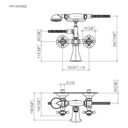 Dornbracht Wannenbatterie Madison für Wandmontage mit Handbrausegarnitur, Ausla... DORNBRACHT-25023360-42 4099477288192 (Abb. 1)