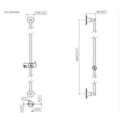 Dornbracht Duschgarnitur Tara, Stichmaß 800mm, 1750mm Schlauch, Chrom gebürstet... DORNBRACHT-26412892-93 4099477413655 (Abb. 1)