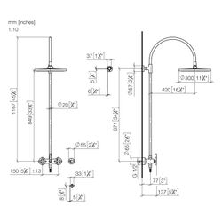 Dornbracht Shower Pipe Tara mit Brausebatterie ohne Handbrause, 420mm, Kopfbrau... DORNBRACHT-26622892-39 4099477347059 (Abb. 1)