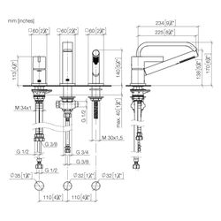Dornbracht IMO Wannen-Dreiloch-Einhandbatterie Wannenrand Schwallauslauf 224mm,... DORNBRACHT-27412670-27 4099477207711 (Abb. 1)