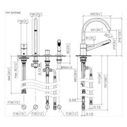 Dornbracht Wannen-Vierlochbatterie Meta für Wannenrandmontage, Ausladung 221mm,... DORNBRACHT-27632661-19 4029011996955 (Abb. 1)