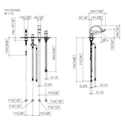 Dornbracht Wannen-Vierlochbatterie CYO für Wannenrandmontage 167mm, Dark Chrome... DORNBRACHT-27632811-19 4099477128610 (Abb. 1)