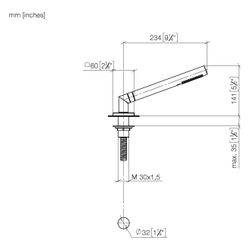 Dornbracht Schlauchbrausegarnitur Symetrics für Wannenrandm., 60x60mm, 32mm Met... DORNBRACHT-27702980-39 4099477399782 (Abb. 1)
