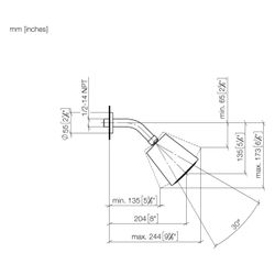 Dornbracht Kopfbrause Ausladung 180-210mm Brausekopf 100mm 7l/min Anschluss G 1... DORNBRACHT-28504979-37 4099477435060 (Abb. 1)