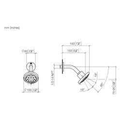 Dornbracht Kopfbrause Ausladung 155mm Brausekopf 100mm 7,6l/min Anschluss G 1/2... DORNBRACHT-28505979-43 4099477464862 (Abb. 1)