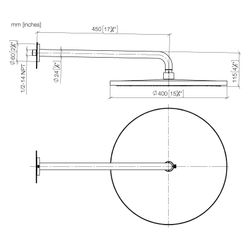 Dornbracht Regenbrause mit Wandanbindung, 450mm Metall D 400mm Pure Rain 20l/mi... DORNBRACHT-28659970-43 4099477465098 (Abb. 1)