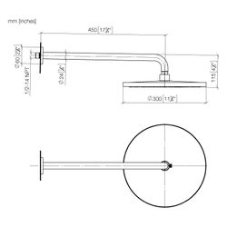Dornbracht Regenbrause mit Wandanbindung FlowReduce, 450mm Metall D 300mm Pure ... DORNBRACHT-28676970-00 4099477295800 (Abb. 1)