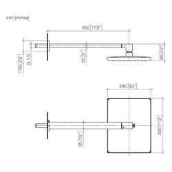 Dornbracht Regenbrause Symetrics mit Wandanbindung FlowReduce Ausladung 450mm 3... DORNBRACHT-28760980-99 4099477504490 (Abb. 1)