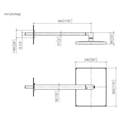 Dornbracht Regenbrause Symetrics mit Wandanbindung 300x240mm 14l/min, Chrom geb... DORNBRACHT-28761980-93 4099477479279 (Abb. 1)
